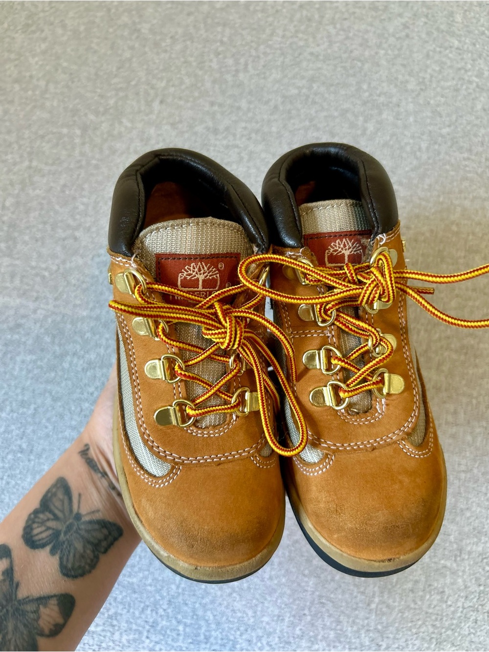 Timberland Kids Field Boots Wheat Nubuck Brown Leather Size 13 Youth